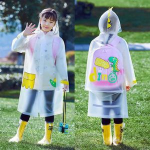 Jackor Rain Boys School Coat Girls With Schoolbag Space Eva Big Brim Hooded Children Raincoat Cartoon Dusch Kids Poncho i 3-13 år