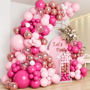 110pcs Pink Balloons Zestaw Rose Red White Rose Gold Balon Garland Arch Kids Party Baby Shower Dekoracja ślubna Globos 240322