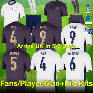 Camisa de futebol da Inglaterra 2024 Jerseys de futebol Bellingham Rice Rashford Grealish Mount Foden Saka 24 25 Fãs de Kane Camisas de Futebol Men Uniformes Kit Kit