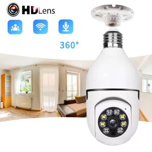 Камеры E27 Лампа HD Wi -Fi Mini Security Security 360 градусов панорамная камера универсальный световой сетевой монитор Night Vison