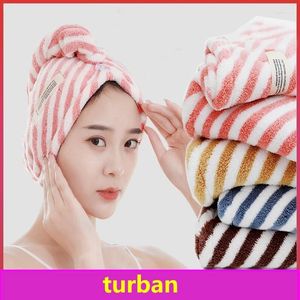 Toalhas da marca Microfiber Hair pacote rápido pacote super absorvente de lã de coral Turbano da touca de chuveiro