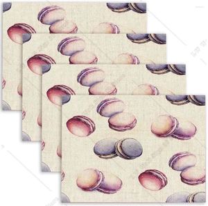 Bord Mattor Pink Violet Macaroons Watercolor Placemats Set av 4 Washable Place For Home Party Dining Decor 18x12 Inch