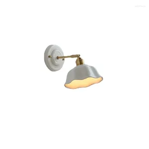 Duvar lambaları Beyaz Seramik LED Işık Armatürleri Bakır Kol Soket Yatak Odası Oturma Odası Lamba Modern Wandlamp Aplike Murale