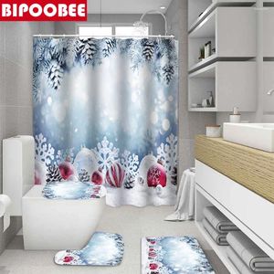 Duschvorhänge hochwertiger Vorhangfestival Dekor Ball Badezimmer Bad Matte Teppich Toilettenabdeckung Deckel Sockel Non -Slip Teppich