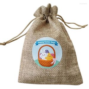 Shopping Bags 10 Pc Eter Burlap Goody Bag Egg Chick Ticker Treat Drawtring Linen For Party Favor