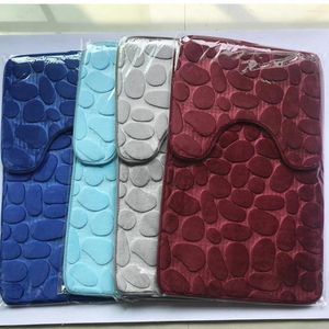 Halılar 2pcs Slip Olmayan Mat Seti Peluş Zemin Pad Kapı Halı Taş Tuvalet Tuvalet Su Emici Halı