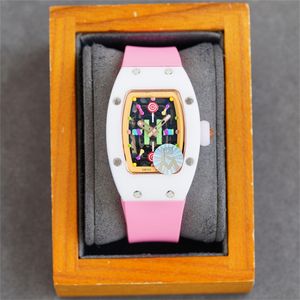 07 Montre de Luxe Relojes Automatische mechanische Bewegung Keramikgehäuse Gummi -Gurt Luxus Uhr Frauen Uhren Armbanduhren Relojes wasserdicht 01