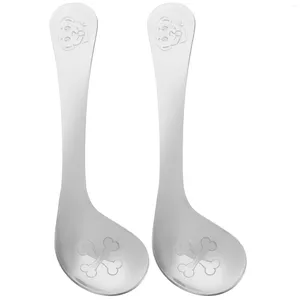 Spoons 2 Pcs Puppy Infant Eating Scoop Training Feeding Spoon 304 Stainless Steel Baby Feeder Supply Child Supplies