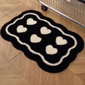 Carpets Simple Color Wave Edge Home Carpet For Doorway Floor Black Super Soft Comfortable Anti-Slip Bath Mat 1pcs Rug