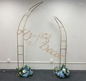 Party Decoration Set of 2 Half Moon Floral Balloon Arch Backdrop Stand Arche de Mariage en Metal Centerpieces Events Wedding Horn