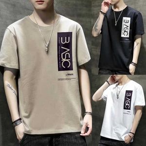 تي شيرت قصير الأكمام لـ Mens 2024 Summer Trendy Brand Instagram Top مع ملابس كبيرة الحجم