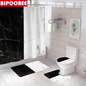 Tende per doccia tende da stampa in marmo bianco e nero tende impermeabile in tessuto bagno bagno vasca per bagno piedistallo tappeto non slip