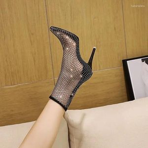 Walking Shoes Stockings In Summer High-heeled Women's Net Boots Breathable Water Drilled Through The Knee Fishing Hollowed-out