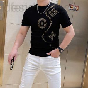 Men's T-Shirts Designer designer Suer new thin i silk hot drill short sleeve knitting trend personalized sweater round neck man QSIJ F9WQ