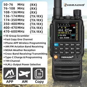 Tidradio H3 Walkie Talkie Phone App Wireless Programmering Dual PTT Air Band Long Range Radio USB Type Cable Charge 240326