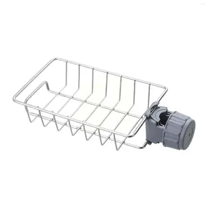 Kitchen Storage Stainless Steel Sink Drain Rack Sponge Shelf Soap Accessories Basket Organizer Bathroom Holder Faucet Y5R7