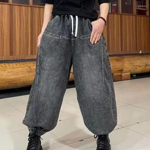 Kvinnors jeans 2024 Springsummer Elastic midja denim Lantern Kvinnor Lossa stor storlek Fritid Fashion Wide Ben Long Pants LX263