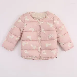 Down Coat Y.L.STUDIO Fashion Girls Kids Winter Filled Cotton Print Button Jacket 2024 Warm Children Clothes