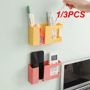 Kitchen Storage 1/3PCS Punch-free Mobile Phone Holder Wall Mount Stand Remote Control Rack Multifunction Box Organizer Container