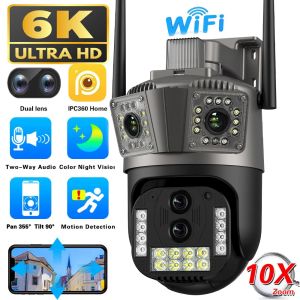 Kamery 12MP 6K kamera IP 10x Zoom Outdoor Trzy ekrany PTZ WiFi Ochrona zabezpieczenia kamery CCTV Nocna wizja IPC 360 Aplikacja domowa