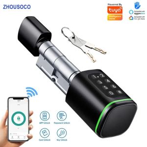 Sperren Sie Euro Tuya Smart Lock Passwort RFID CARD TTLOCK Bluetooth Zylinder Sperre App Remote Control Key Entsperren Digital Electronic Lock