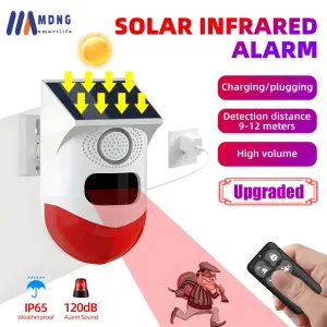 KIT SOLARE SOLAR ALLINE ALLAGGIO Wireless Remoto Rilevatore di movimento PIR esterno Sensore Human Home Security Sistema di ladri intelligenti 433MHz Sirena