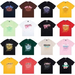 مصمم الرجال T Shirt Pink Young Thug Sp5der 5555555 Mans Womens Quality Foaming Printing Spider Web Pattern Tshirt Fashion Y2K Top Tees