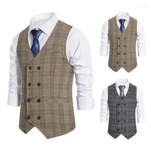 Coletes masculinos 2024 steampunk vinatge mass listrado coletes duplos com fatos slim fit wedding casual