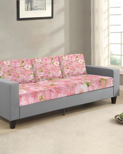 Stol täcker rosa persikblomma blomma soffa sittdyna täckmöbler skyddande stretch tvättbar avtagbar elastisk slipcovers