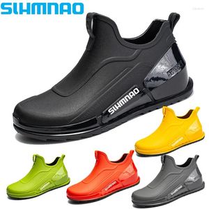 Sapatos casuais pescando botas de chuva impermeabilizadas masculino para lavar carros esportivos ao ar livre trabalho de borracha resistente a desgaste Anti-Slip leve