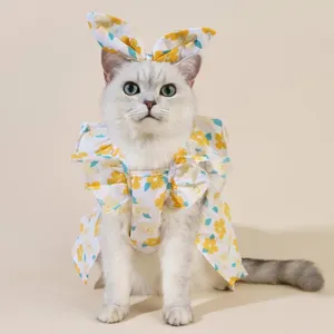 Abbigliamento per cani lavabile abito da pet durevole abito da pet stampato fiore affascinante per cani gatti comodi facili da indossare principessa