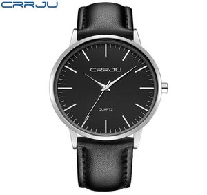 7mm Ultra Thin Men039s Uhren Top -Marke Luxus Crrju Männer Quartz Watch Fashion Casual Sports Uhren Business Leder männlich WATC4072244