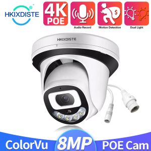 Камеры H.265 Color Night Vision POE IP Dome Camera 8MP 4K Audio Security Cam Detection Detaction Indoor CCTV Video Surveillance Camera