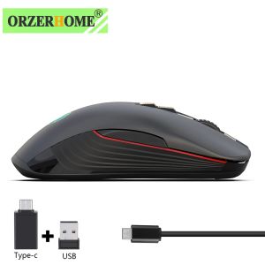 Baterias Orzerhome recarregável mouse sem fio Oneclick Desktop mouse de jogo silencioso Ajuste 3600dpi Backlight Colorful Computer Ryes