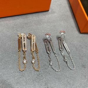 Najwyższej jakości projektant marki Pin Diamond Fringe Farrring 925 Srebrny srebrny nożyce nożycego kropli świnia kolczyki dla kobiet biżuteria Walentynki Prezent