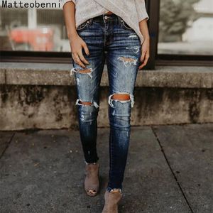 Frauen Jeans Freund Loch Ripped Women Hosen Cool Denim Vintage Skinny Push Up High Taille Casual Ladies Slim Mom