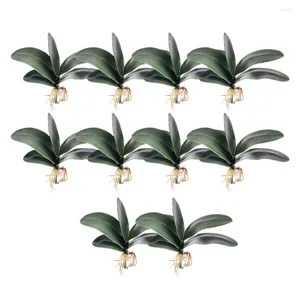 Decorative Flowers 10 Pieces Artificial Plants Leaves Plastic Phalaenopsis Leaf Office