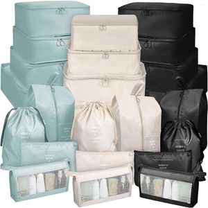 Sacos de armazenamento 7pcs cubos para malas embaladas com calçados acessórios para roupas de cosméticos Organizador de bagagem de viagem