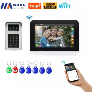 Intercom 7 cali Tuya Smart Video Door Telefon IP System Interkomu Karta RFID 1080p Monitor Wired Wi -Fi Outdoor Camera klawiatura dla willi