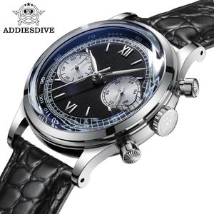 Wristwatches ADDIESDIVE 38mm Multifunctional Man Watch 100m Diver Bubble Mirror Fashion 24 Hour Vintage Chronograph Quartz Reloj Hombre