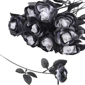 Decorative Flowers 5PCS Artificial Black Rose Fake Table Floral Arrangements DIY Home Decoration Hand Bouquet Wedding Party Supplies