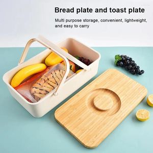Storage Bottles Easy To Clean Bread Container Capacity Portable Box With Wood Cutting Board Lid Food Grade Plastic For Toast