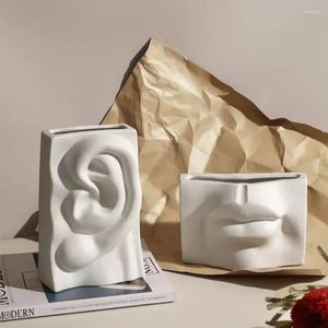 Vazolar Beyaz Seramik Vazo Dekorasyon Ev El Sanatları Modern İç Tezgah Sanat Yüz Özellikleri ŞEKİL
