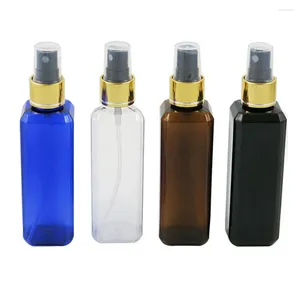 Storage Bottles 30 X Refillable Empty Square Clear Blue Amber Black Bottle 100ML Plastic Perfume Liquid Water Mist Spray Sprayer Atomiser