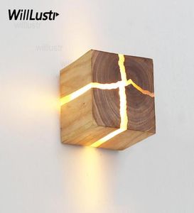 Naturale Cracked Wood Wall Sconce Crack Wood Wall Lampad Giappone Light Living Room Restaurant Cafe Camera da letto El Hall Lighting5861158