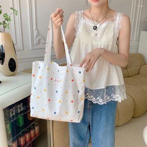 イブニングバッグ女性のための韓国のトートショッピングバッグ再利用可能なキャンバスかわいい肩の買い物客夏女性布エコハンドバッグ生地バックパック