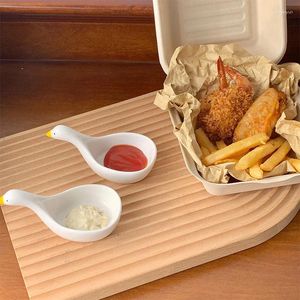 Disposable Dinnerware Swan Shaped Seasoning Dish Soy Sauce Plate Ceramic Disc Tomato Holder Salad Dressing Container Creative Table