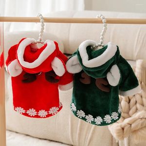 Dog Apparel Christmas Clothes Elk Sweatshirt Thickened Teddy Hoodie Pet Warm Two Legs Puppy Birthday Gift Supplies