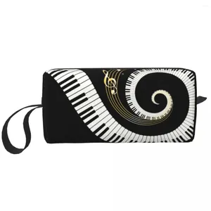 Aufbewahrungstaschen benutzerdefinierte Klavierschlüssel Wellenreisen Kosmetische Tasche für Frauen Musiker Pianist Musik Geschenk Make -up Toppy Lady Beauty Dopp Kit