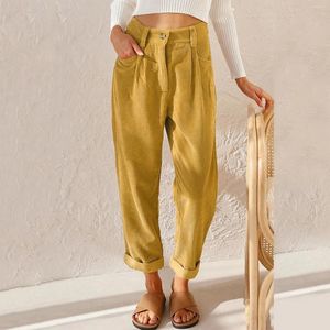 Pantaloni femminili primavera estate y2k velluroy casual sciolte donne dritte solide tutte abbinano pantaloni alti maniche di moda bloomer femminili